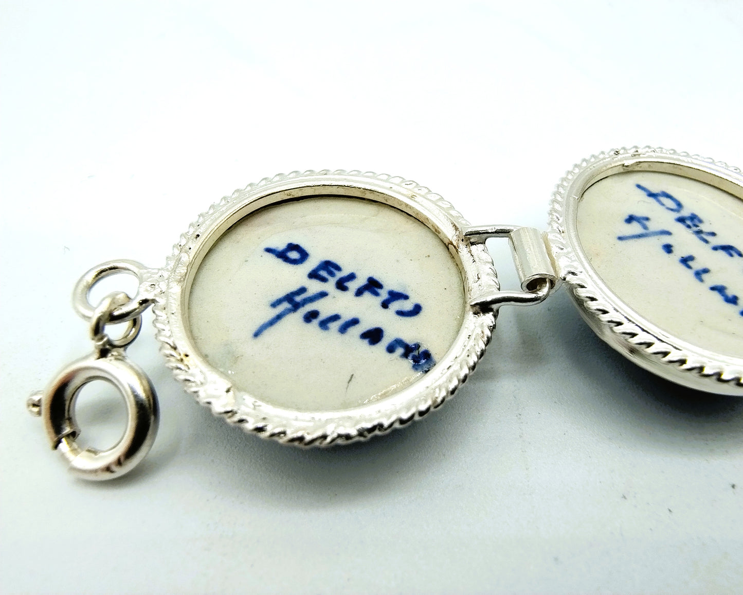 Zilveren armband, Delfts blauw, 835