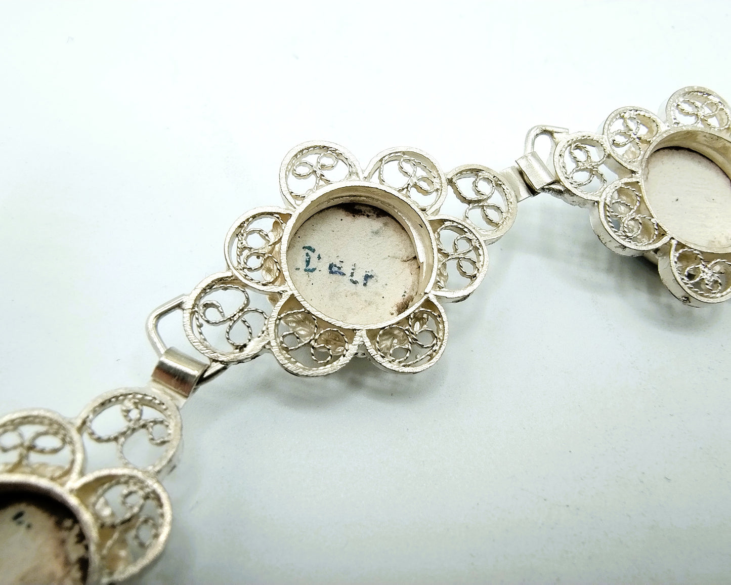Zilveren armband, Delfts blauw, 835