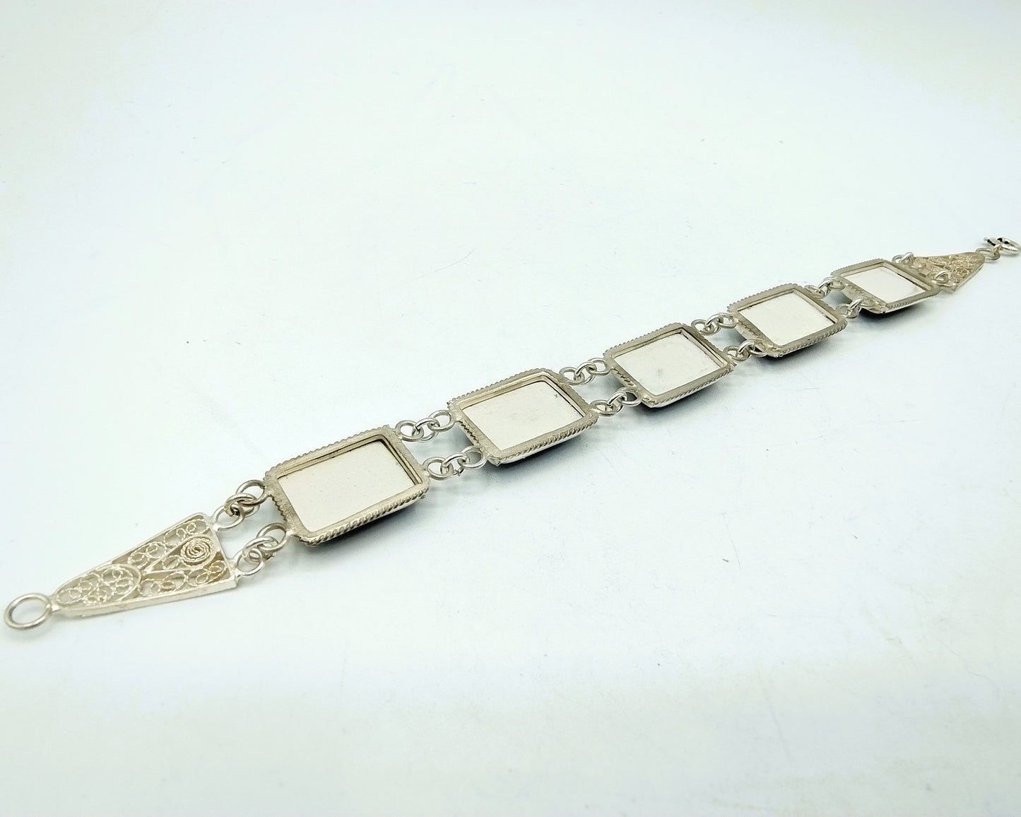 Zilveren armband, Delfts blauw, 835