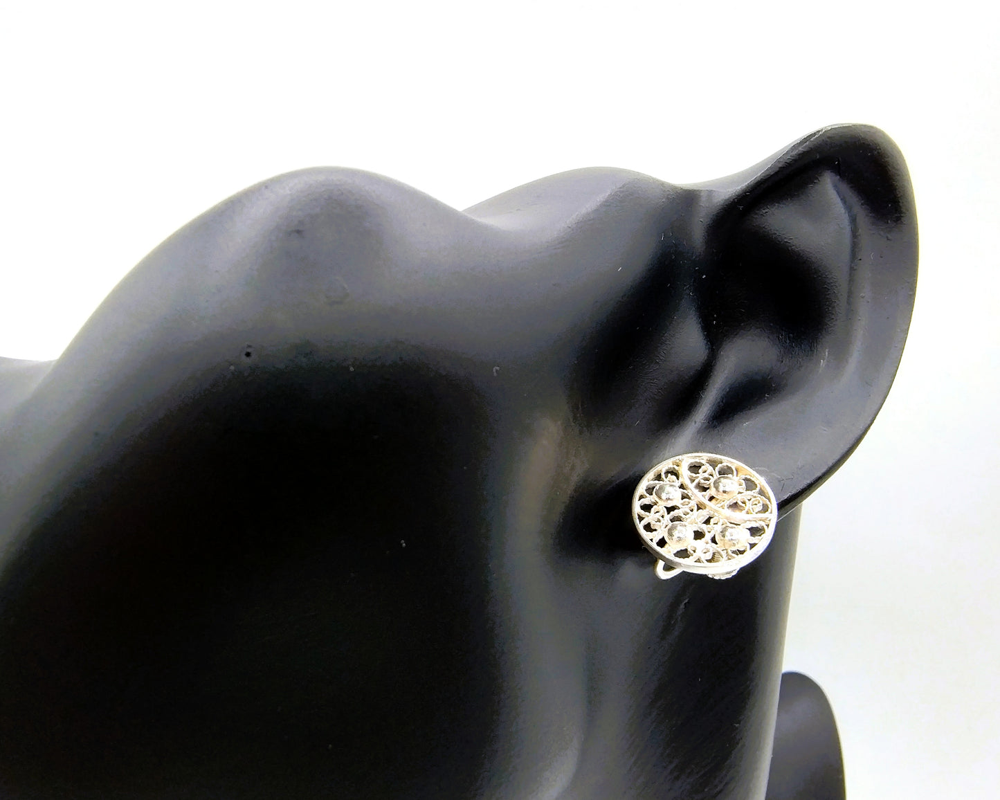 Silver clip earrings, filigree, 835