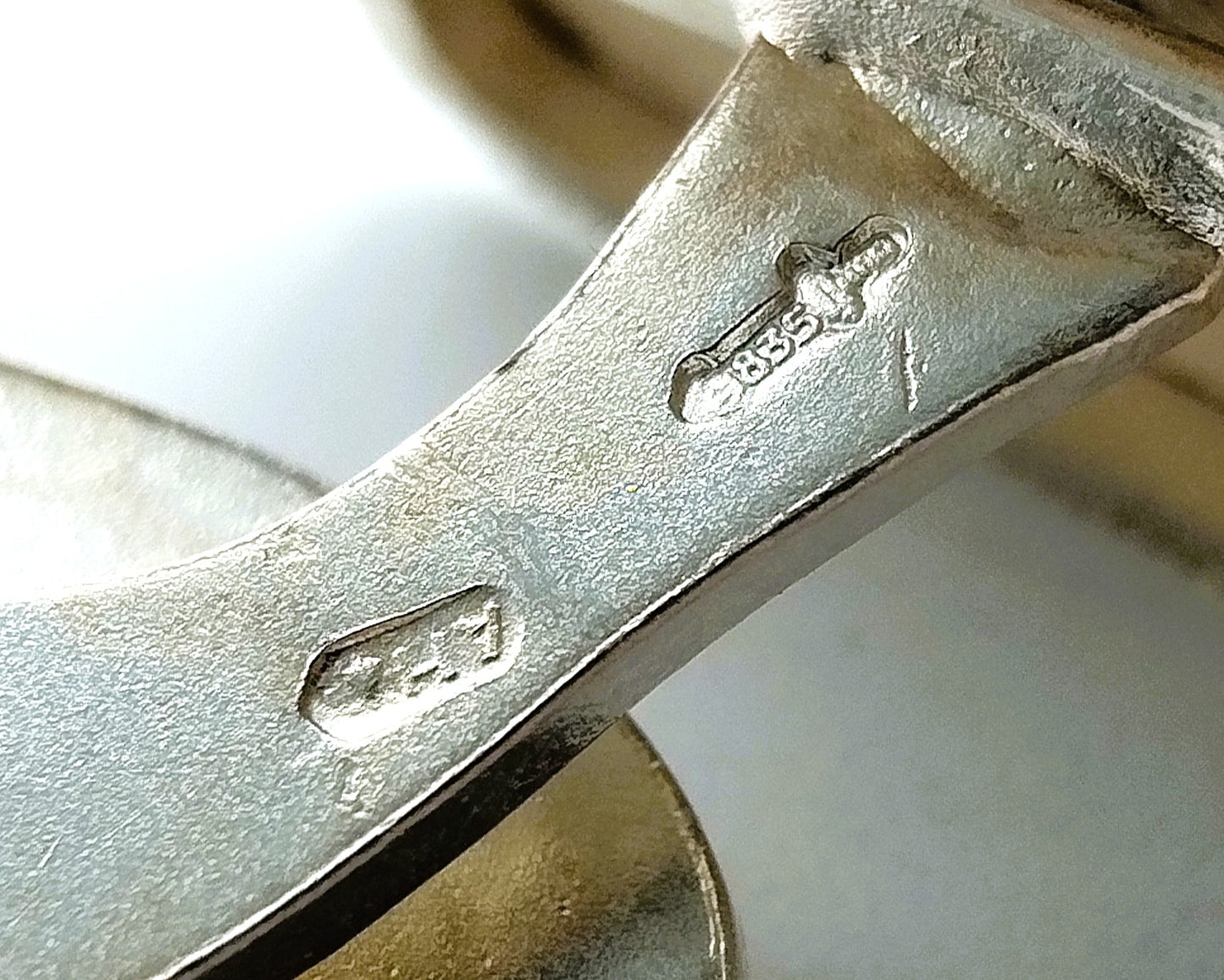 Zilveren manchetknopen, Delfts blauw, 835