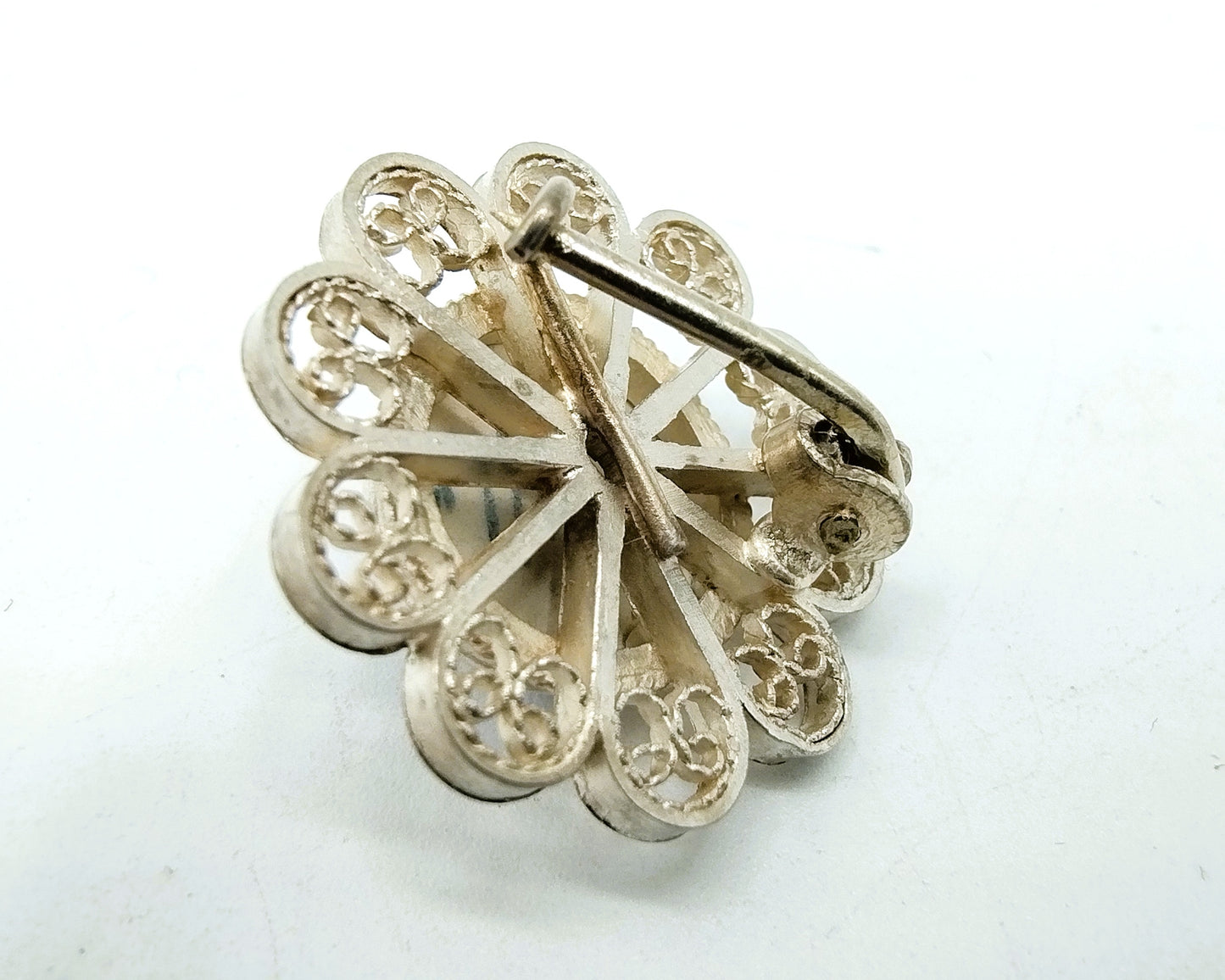 Zilveren broche, Delfts blauw, 835