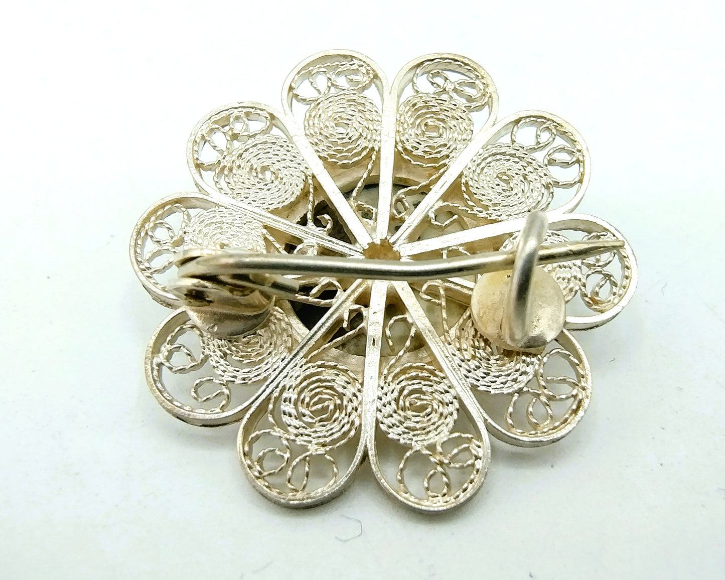 Zilveren broche, Delfts blauw, 835