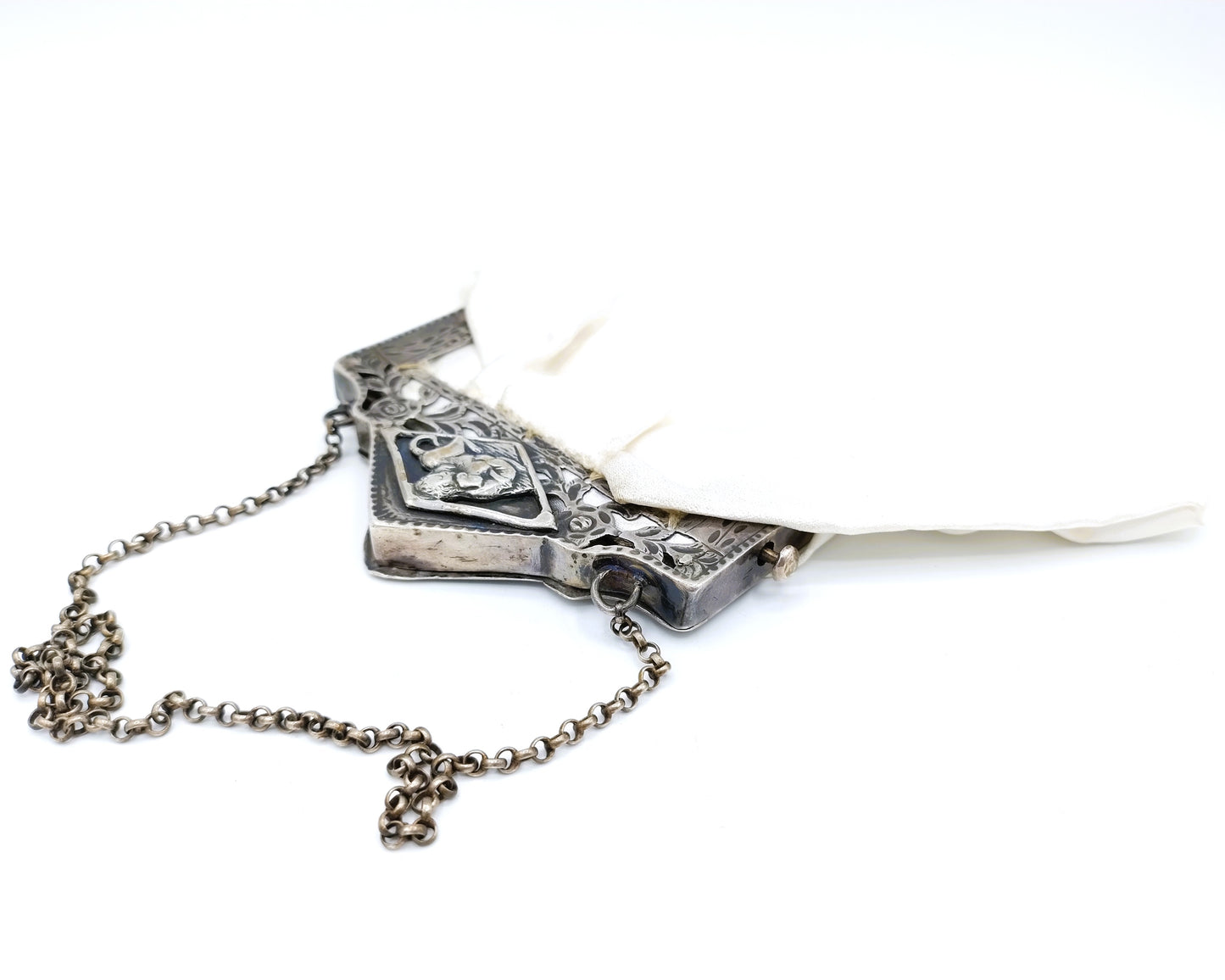 Silver purse bracket with purse, G. Wouda / Drachten, 19th century