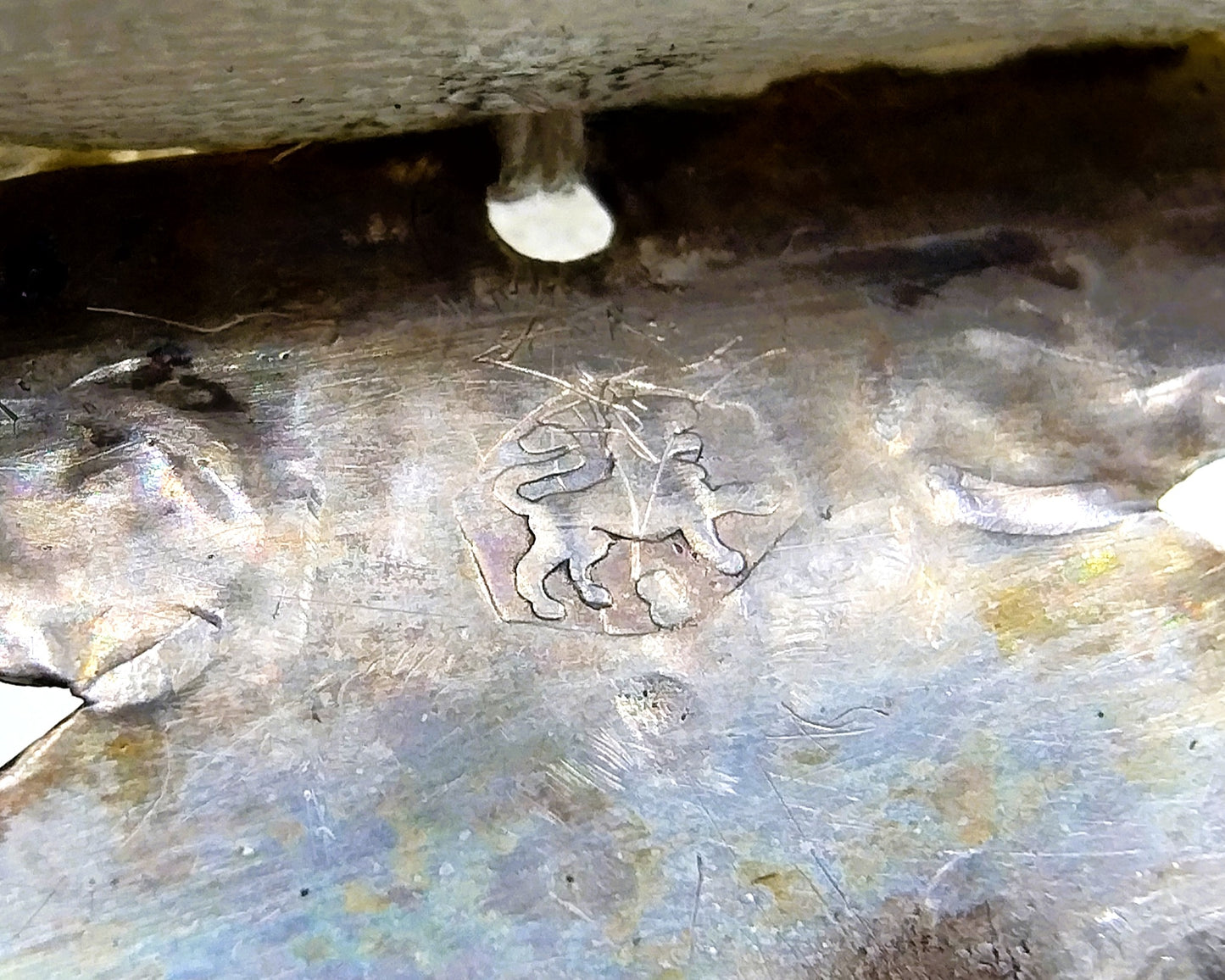 Silver purse bracket with purse, G. Wouda / Drachten, 19th century