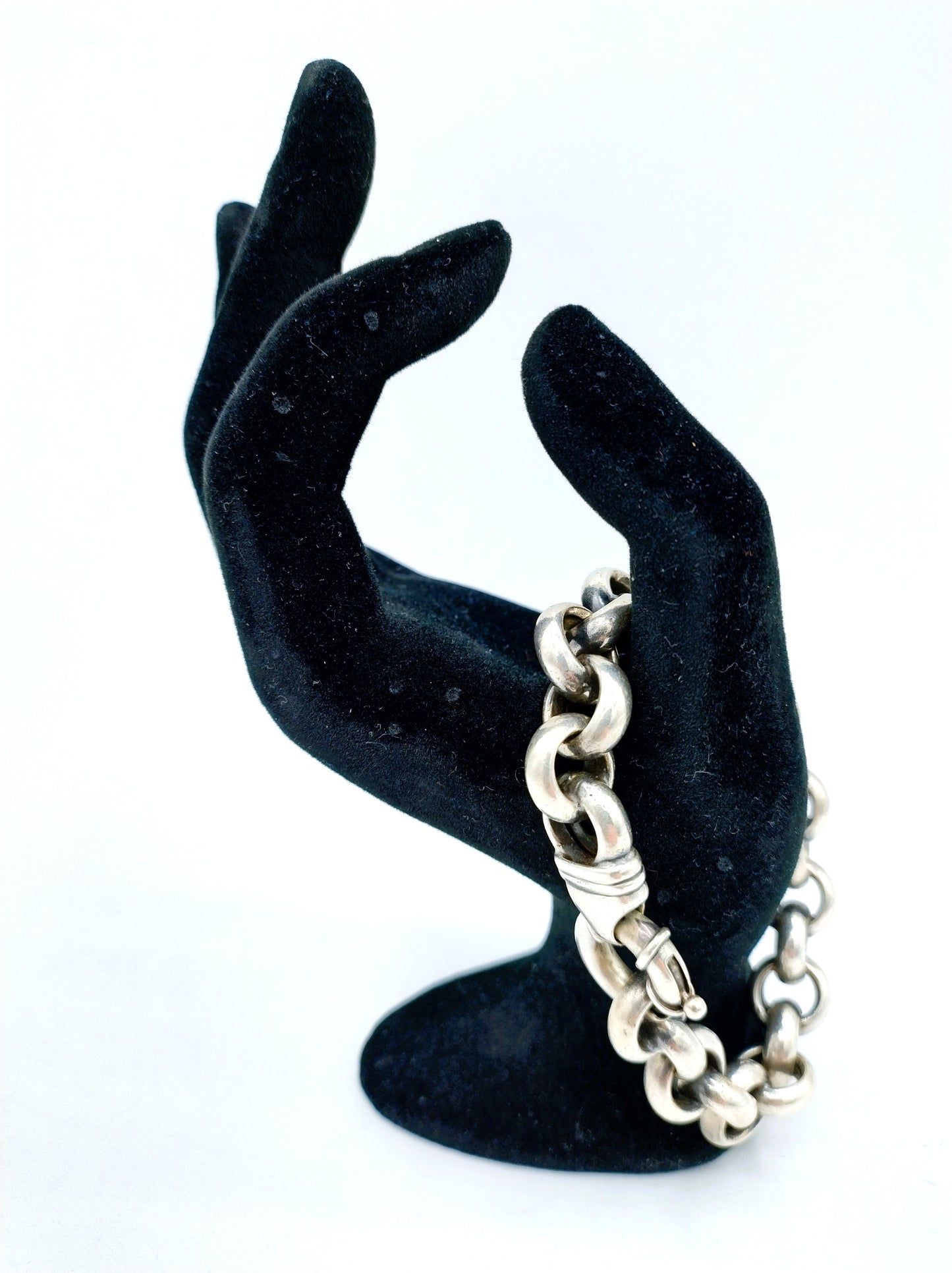 Silver coarse jasseron bracelet with large clasp, 925