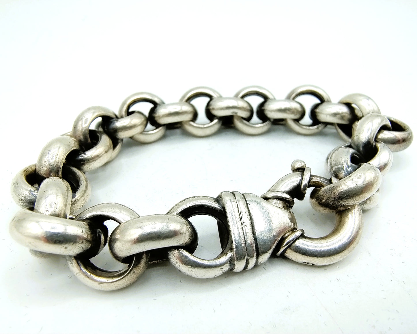 Zilveren grove jasseron armband met grote sluiting, 925