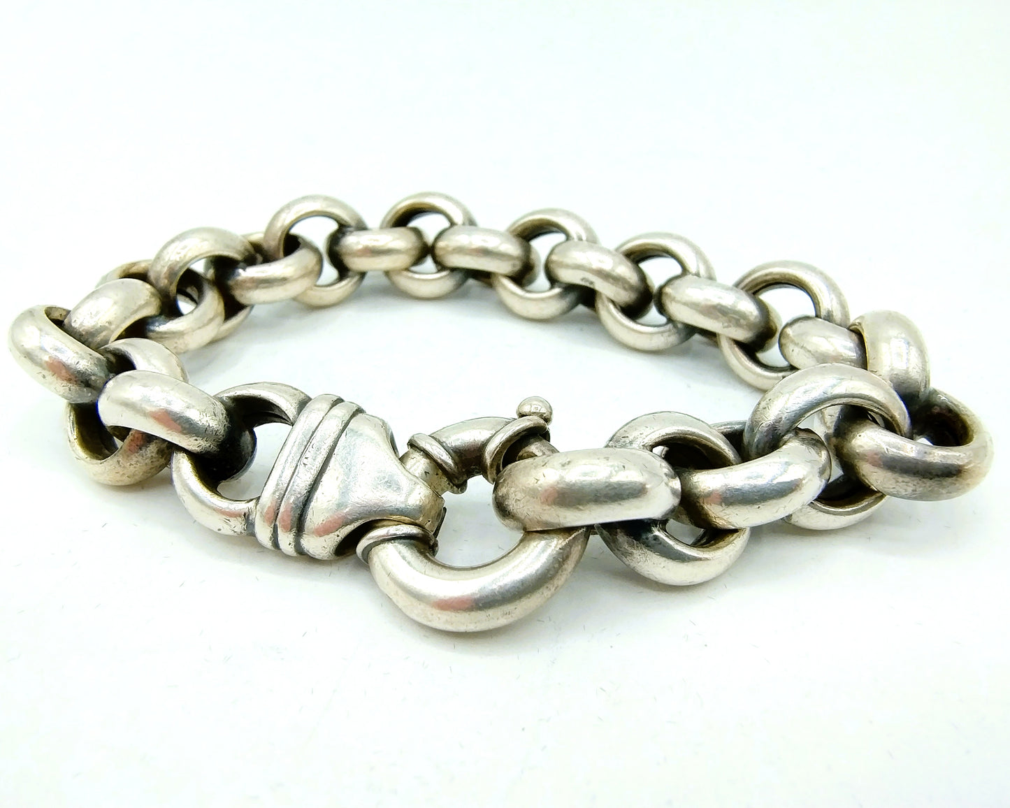 Zilveren grove jasseron armband met grote sluiting, 925