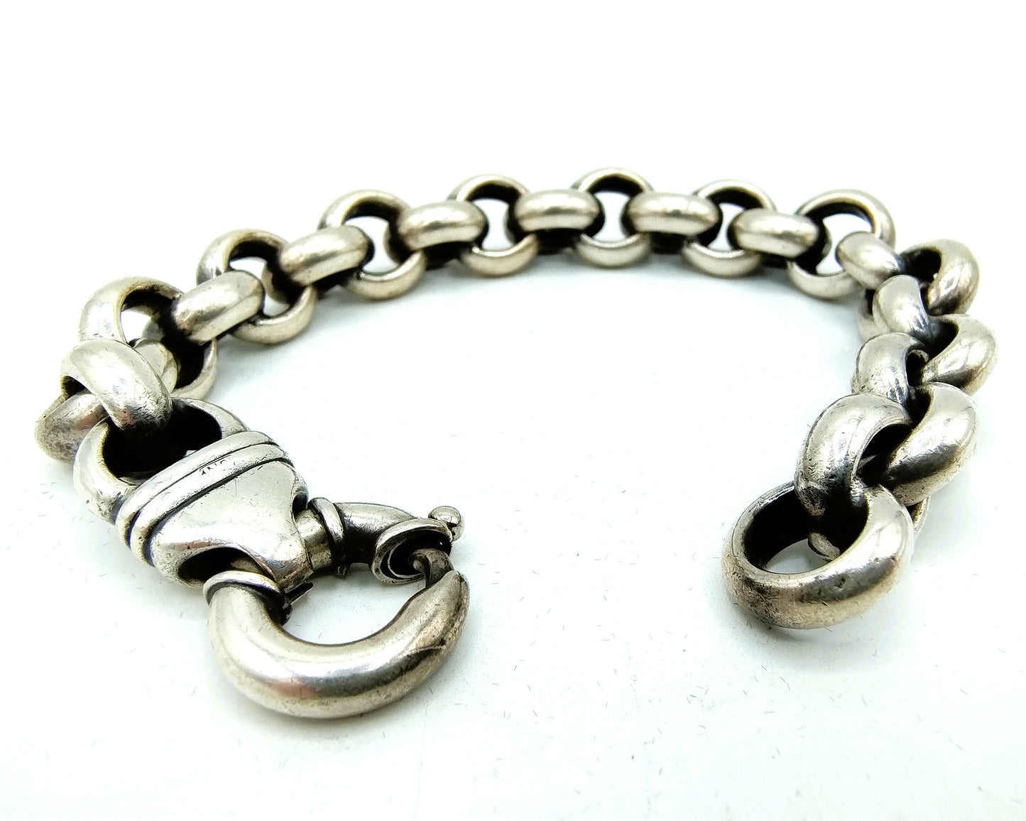 Zilveren grove jasseron armband met grote sluiting, 925