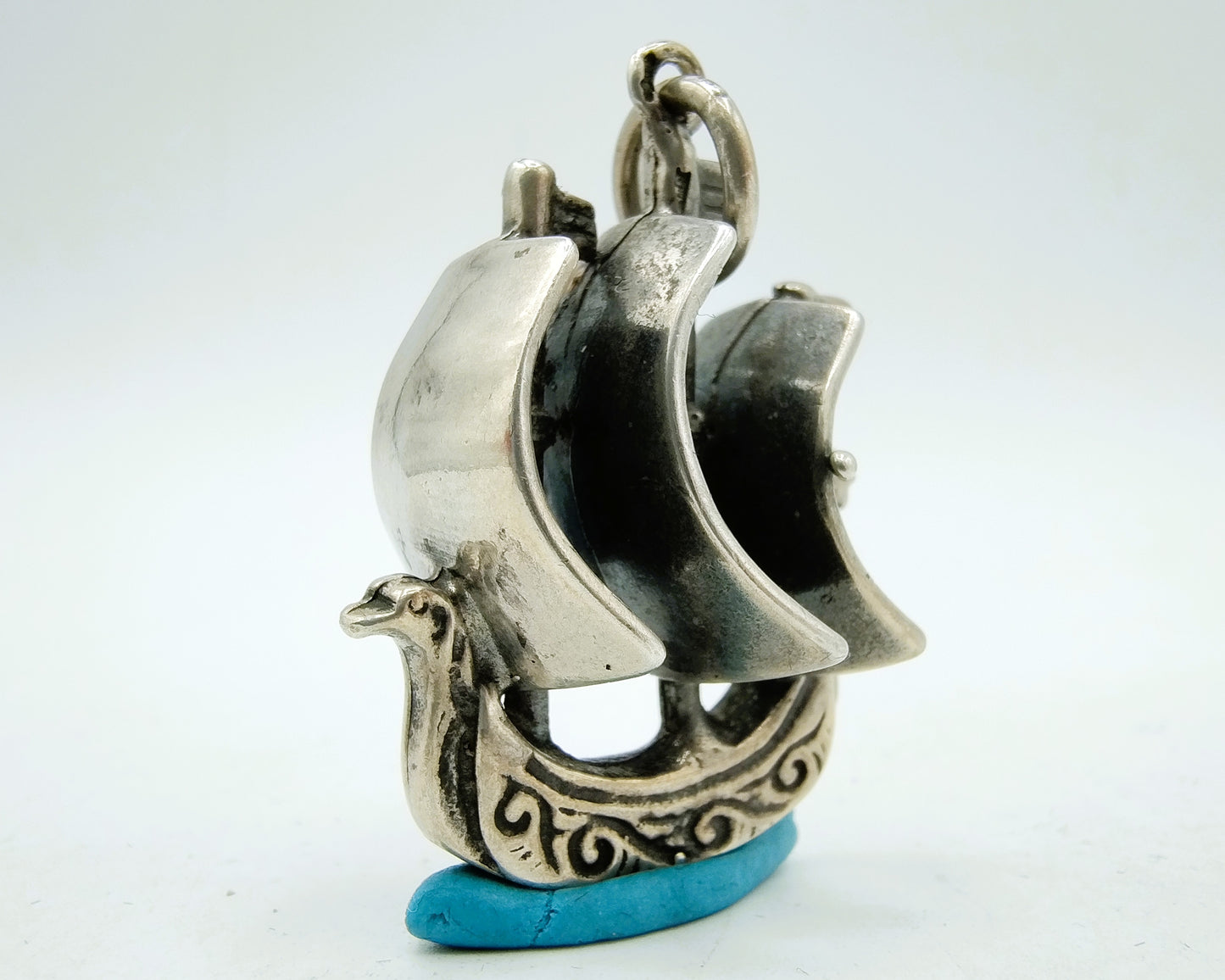 Heavy silver ship pendant, 835