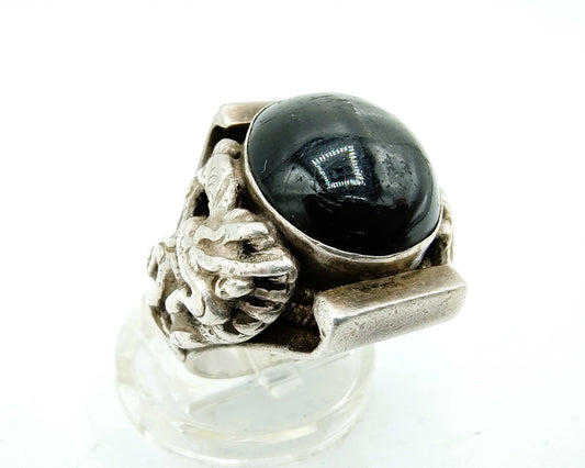 Silberner Herrenring mit Onyx, 925