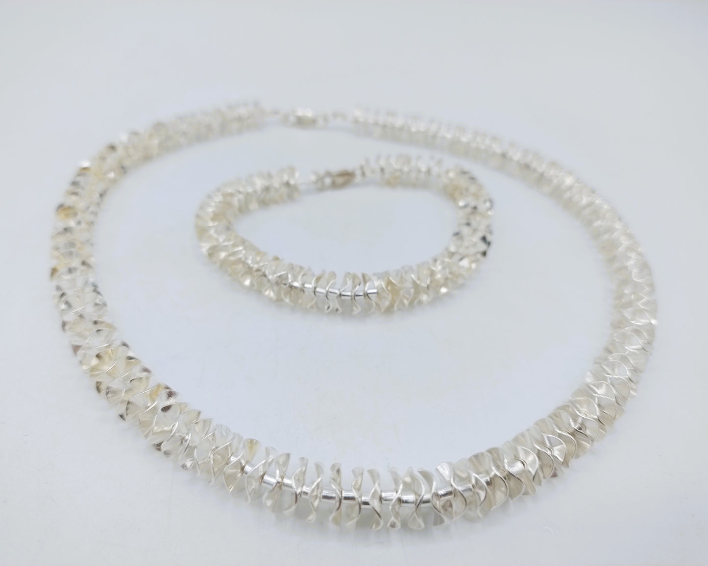 Silver set with necklace and bracelet, 40 cm / 18.5 cm