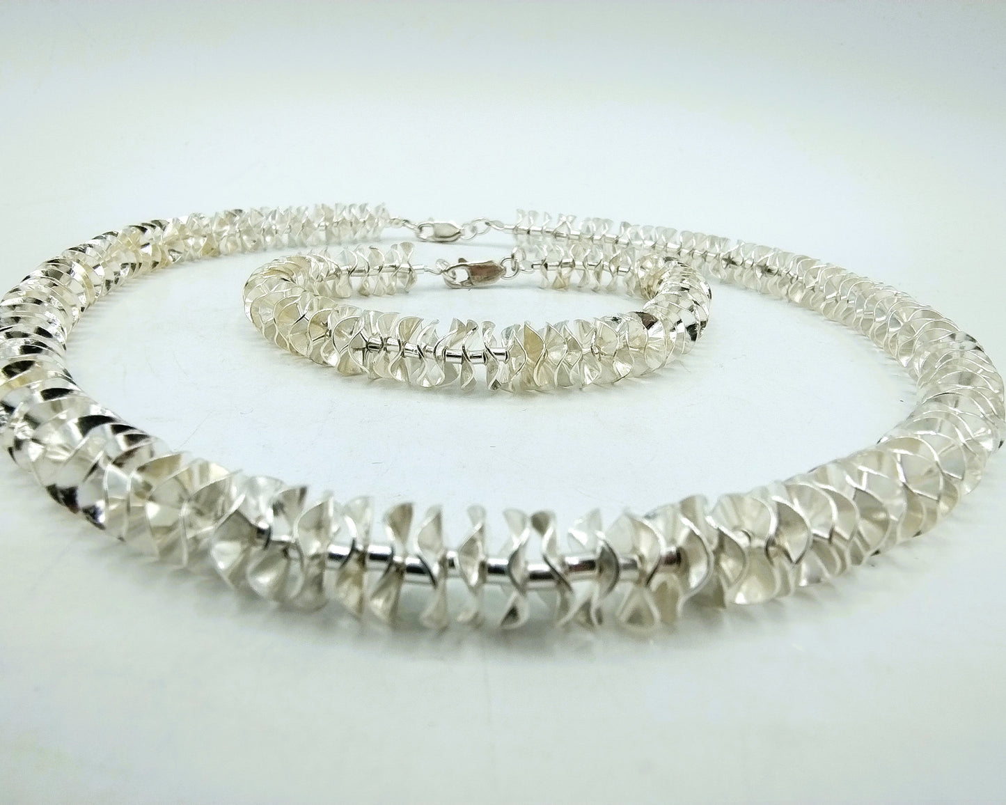 Silver set with necklace and bracelet, 40 cm / 18.5 cm