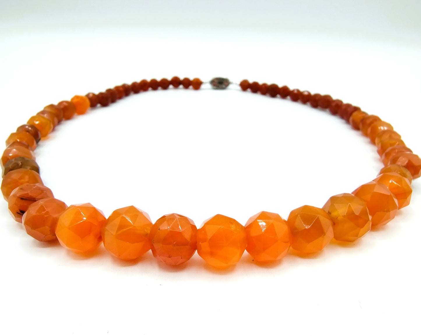 Carnelian necklace with silver clasp, 59 cm