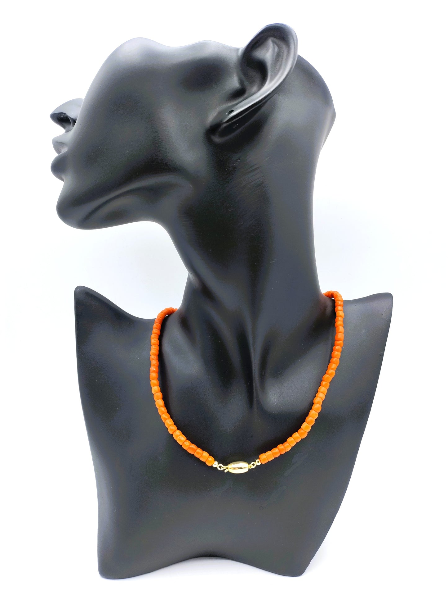 Red coral necklace with gold clasp