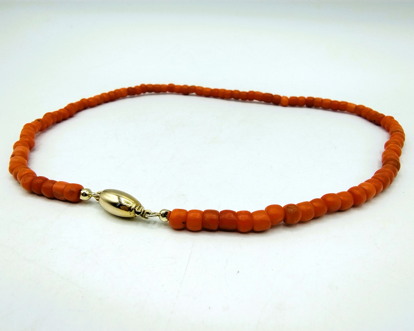Red coral necklace with gold clasp
