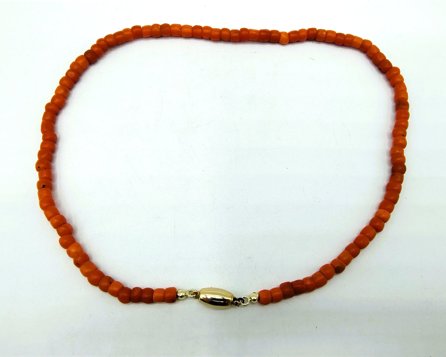 Red coral necklace with gold clasp