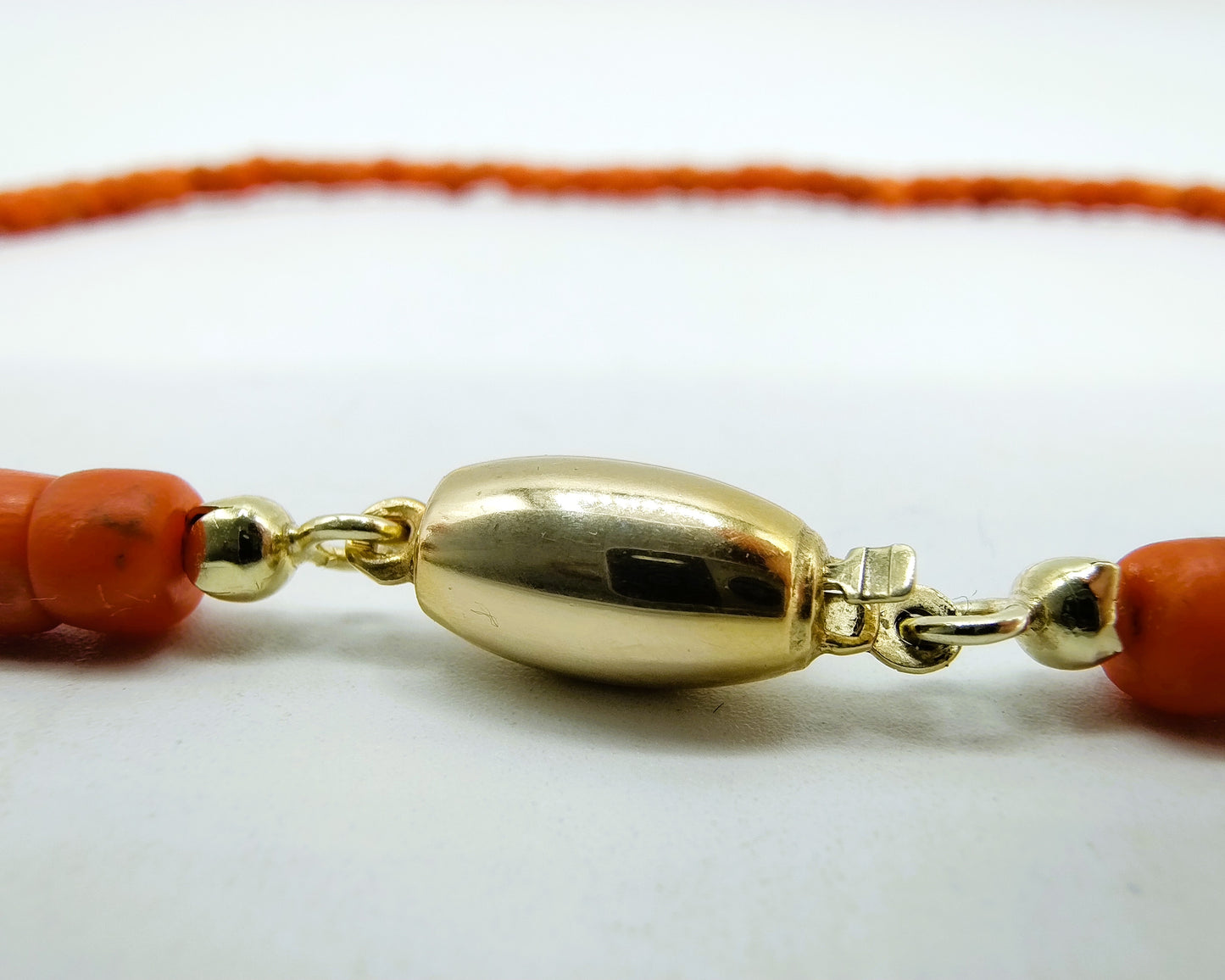Red coral necklace with gold clasp