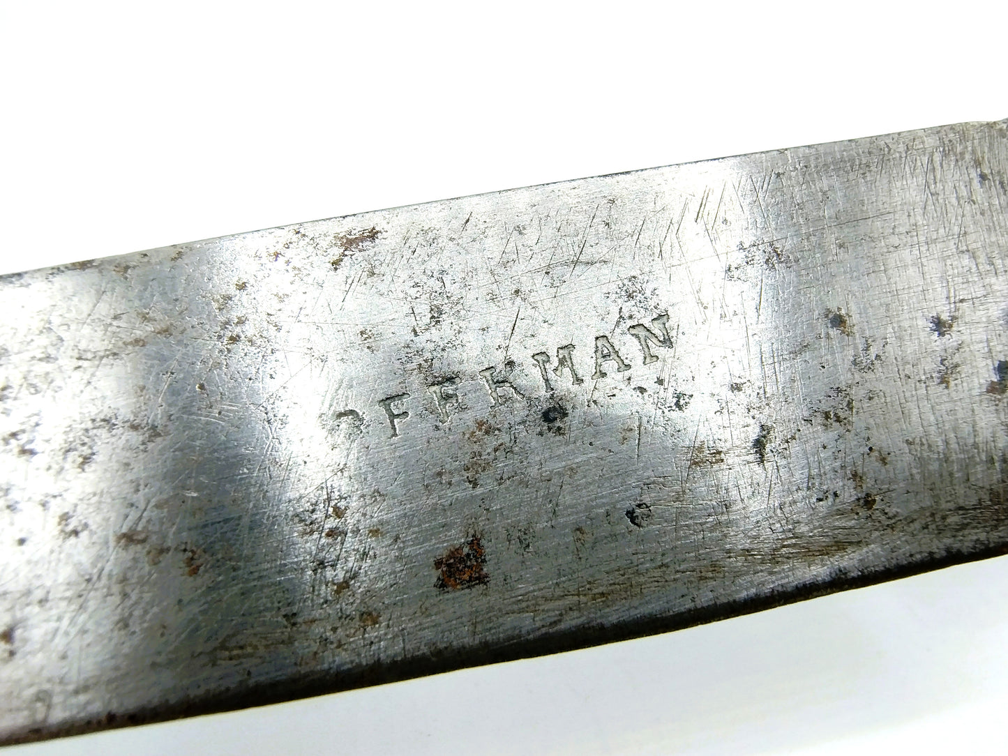 Silver knife handle (Lady Justice) with steel blade, 17th century