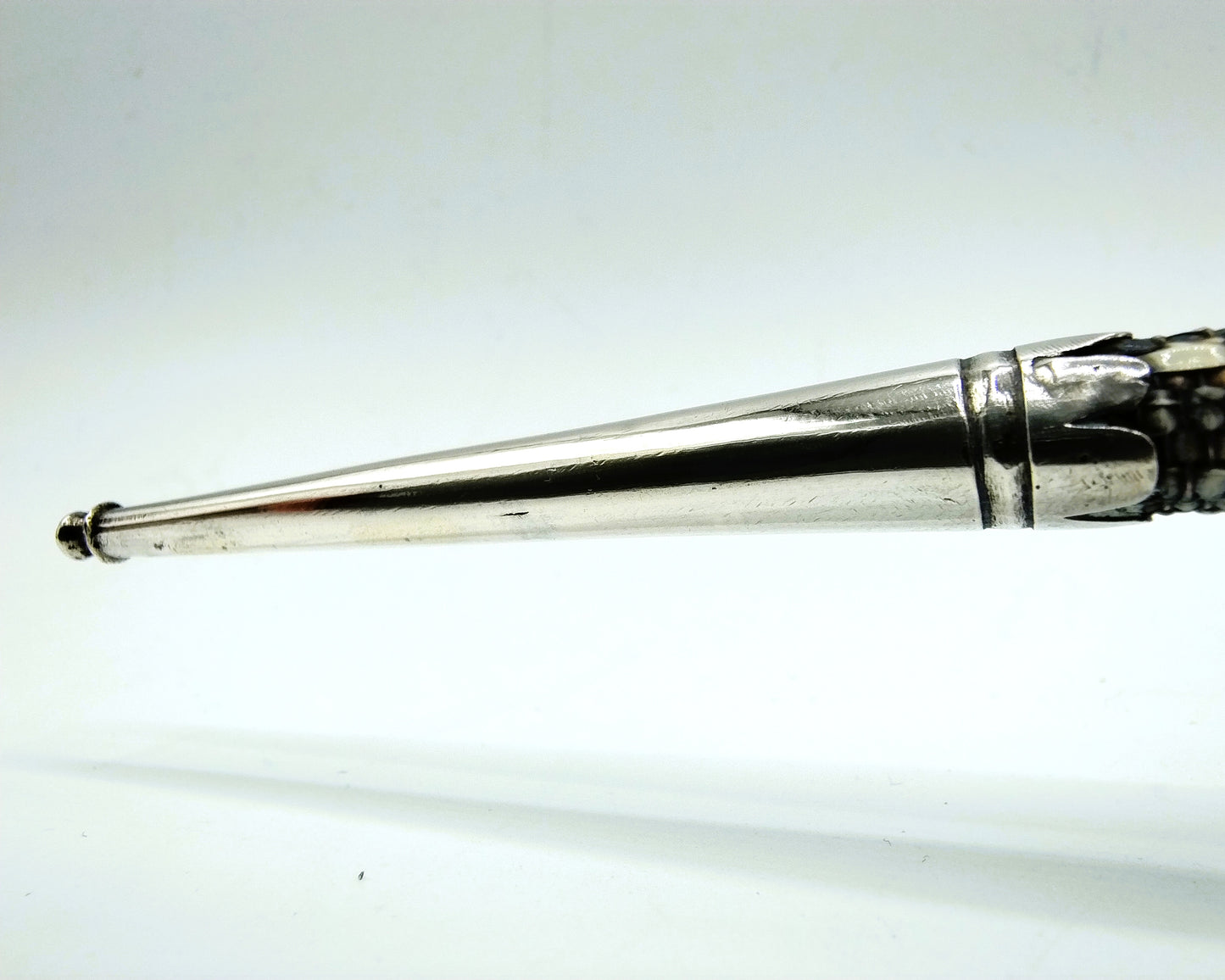 Knitting pin holder with silver fittings, 19th century