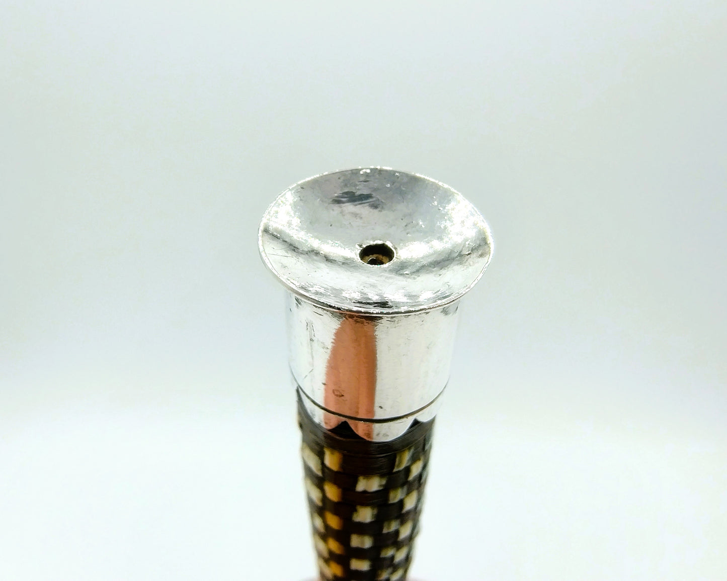 Knitting pin holder with silver fittings, 19th century