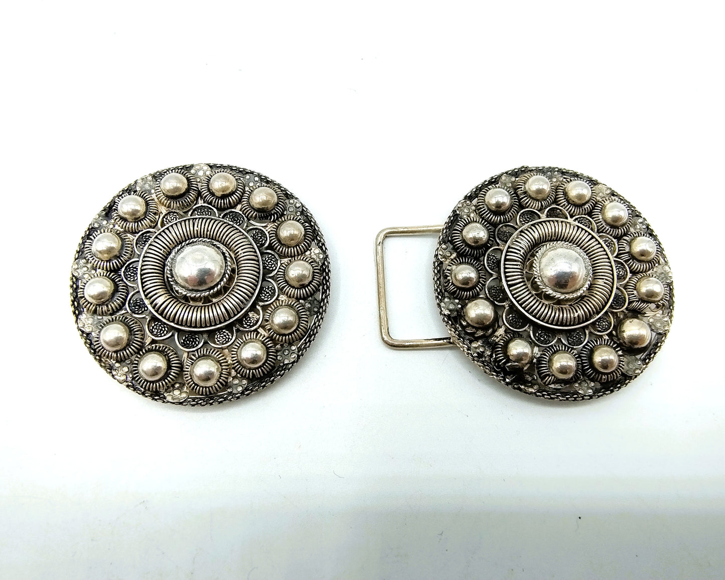 Silver belt buckle or apron clasp, Zeeland costume, 19th century
