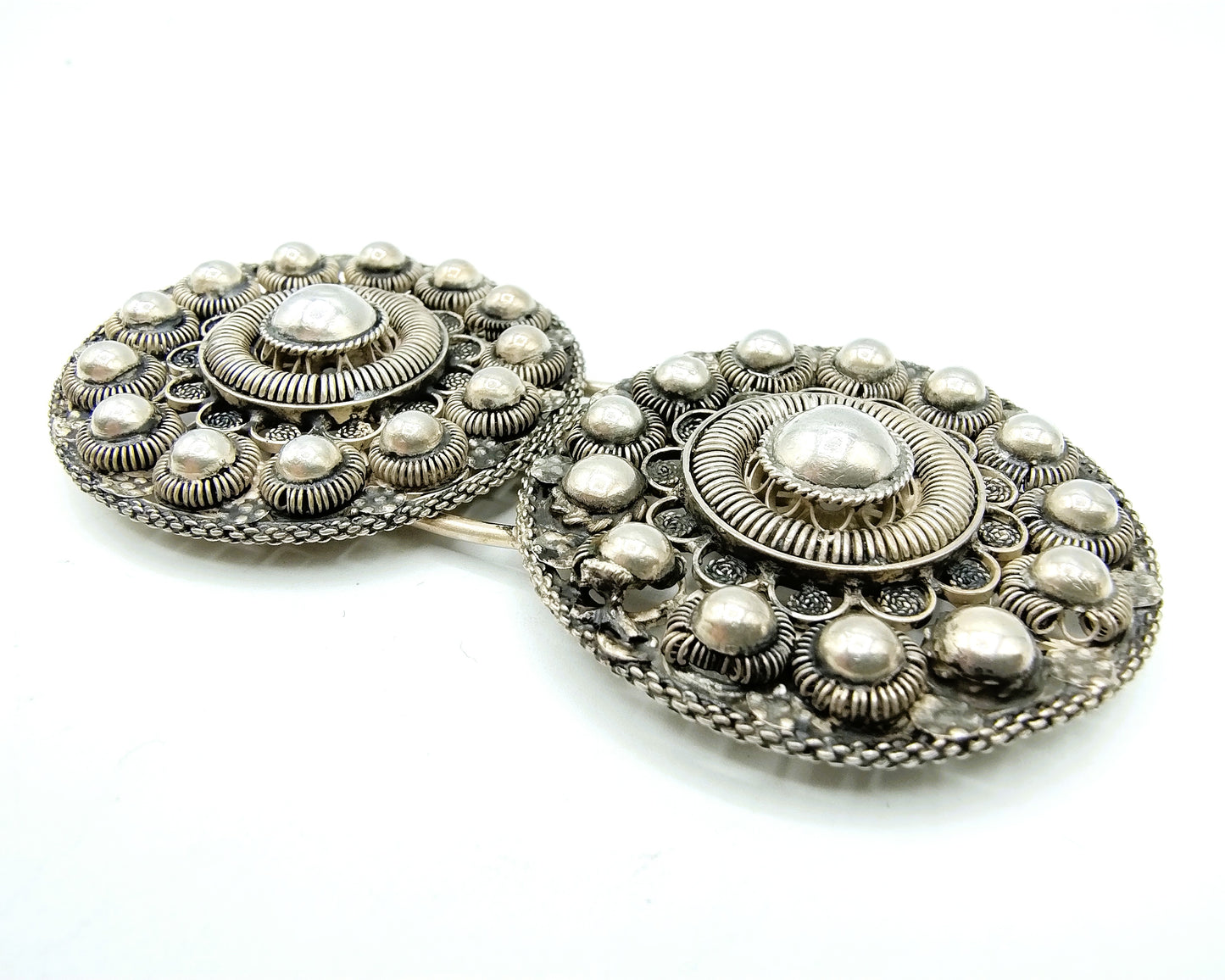 Silver belt buckle or apron clasp, Zeeland costume, 19th century