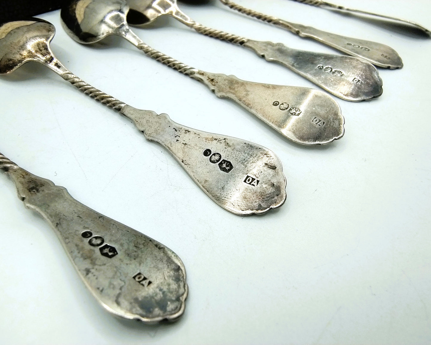 Silver teaspoons, 6x, in cassette, J. v. Os - vd Abeelen, Schoonhoven, 20th century