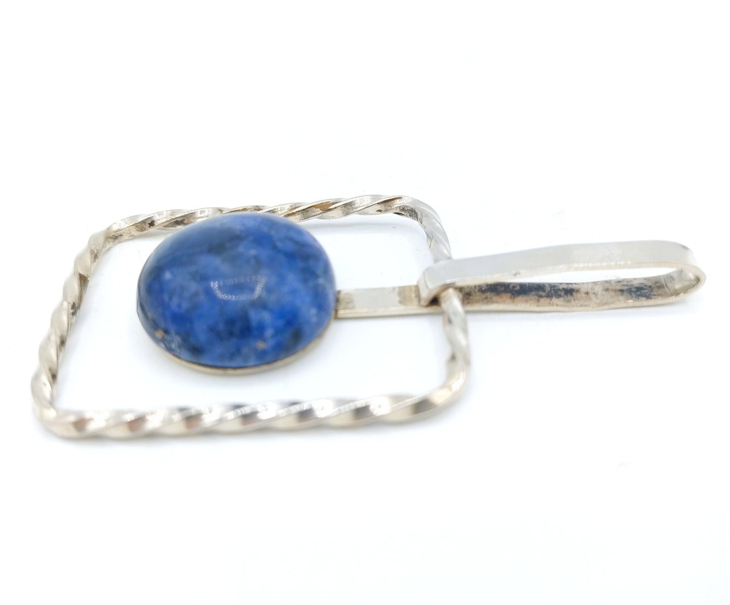 Zilveren hanger met blauwe steen, 835