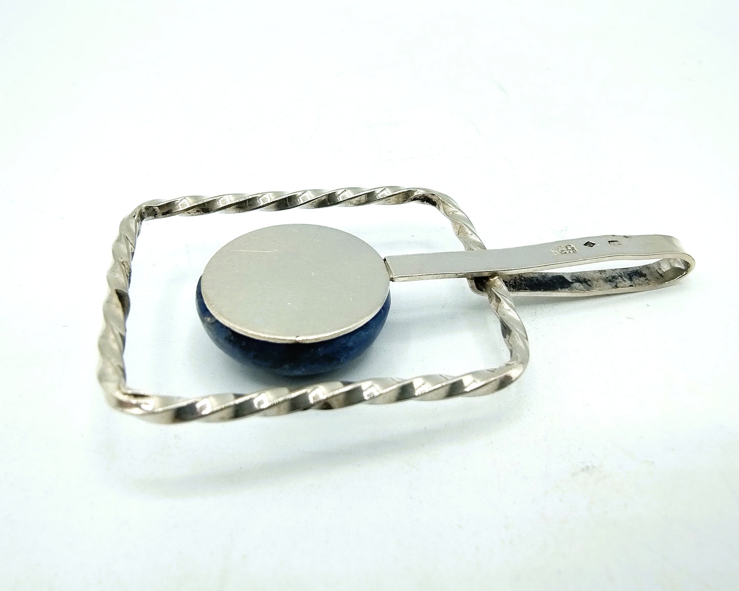 Zilveren hanger met blauwe steen, 835