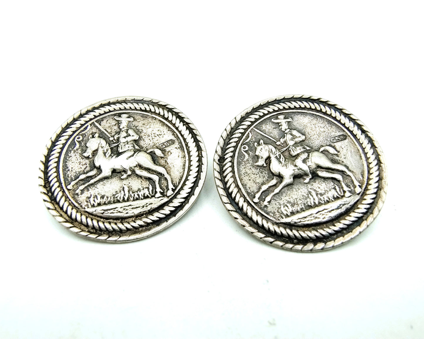 2 Silver equestrian buttons, G. Schmink, Schoonhoven, 20th century