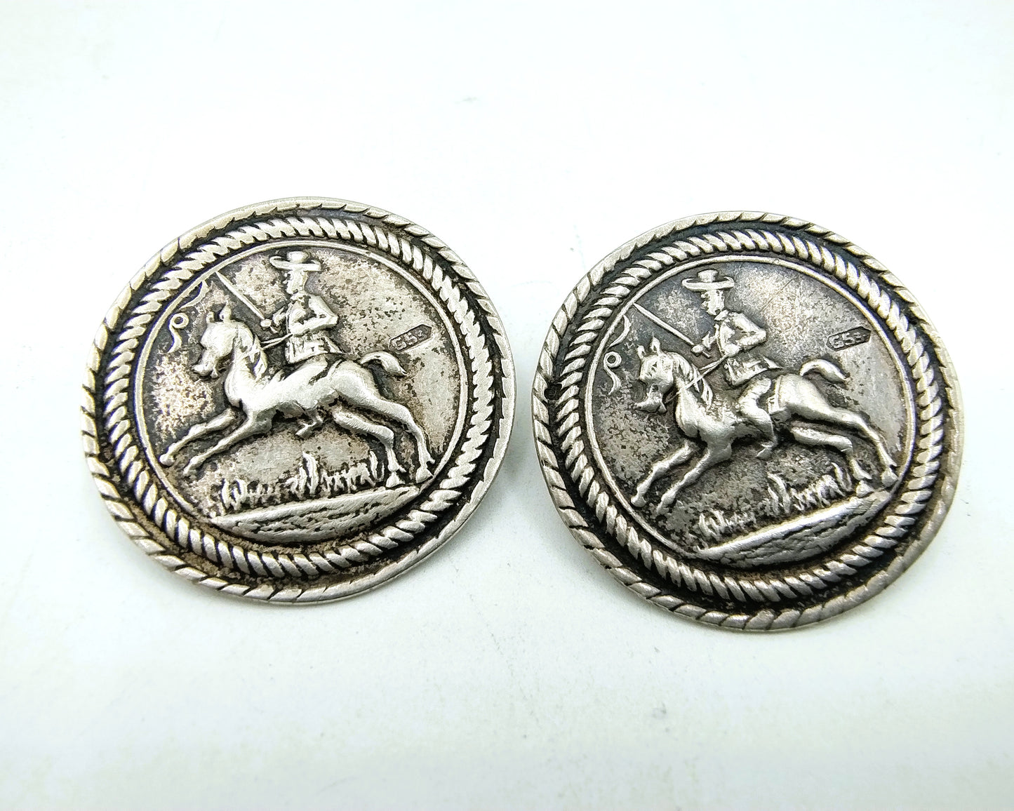 2 Silver equestrian buttons, G. Schmink, Schoonhoven, 20th century