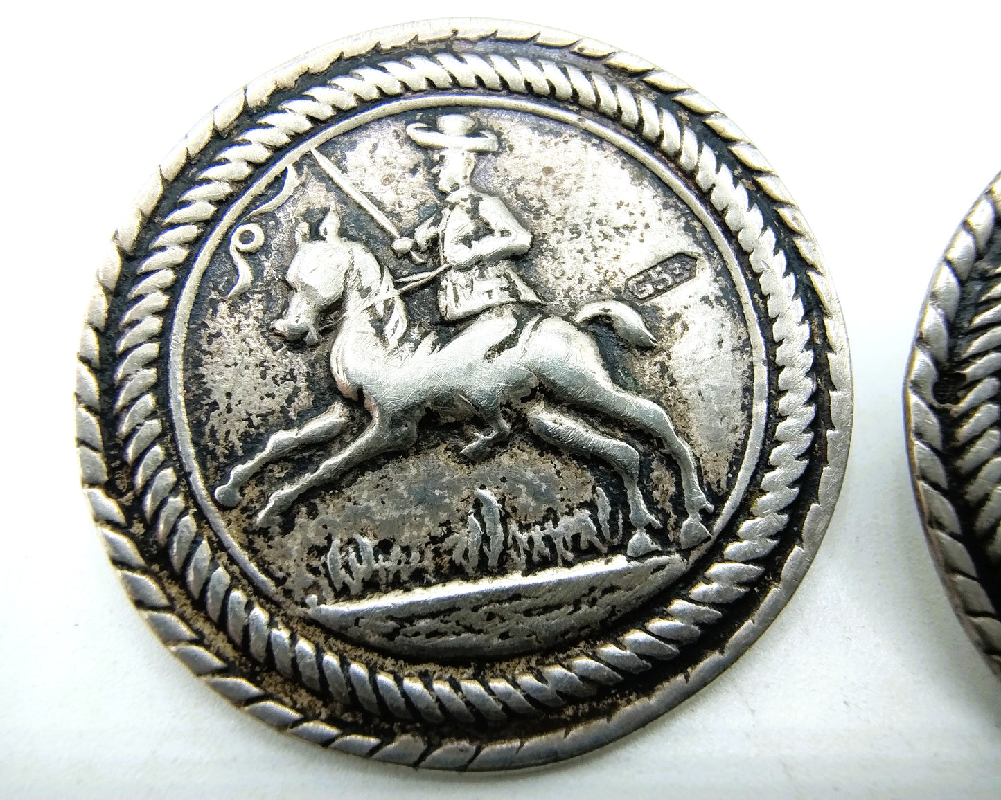 2 Silver equestrian buttons, G. Schmink, Schoonhoven, 20th century