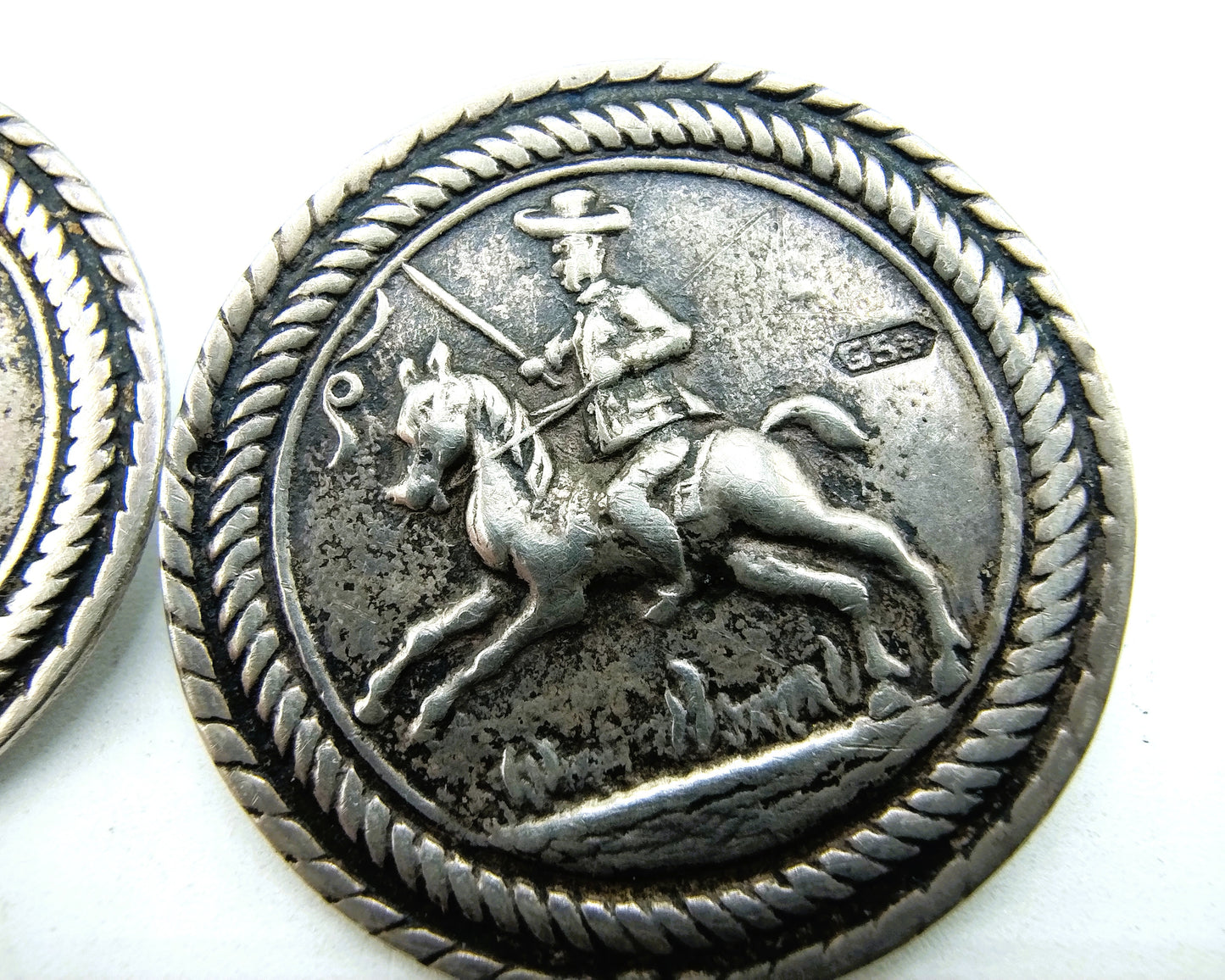 2 Silver equestrian buttons, G. Schmink, Schoonhoven, 20th century