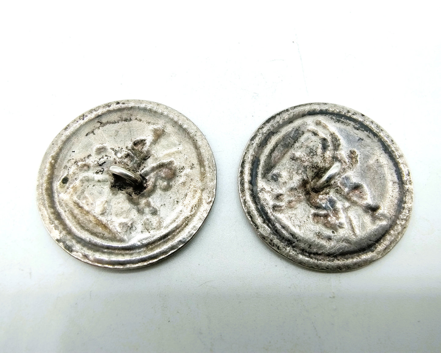 2 Silver equestrian buttons, G. Schmink, Schoonhoven, 20th century