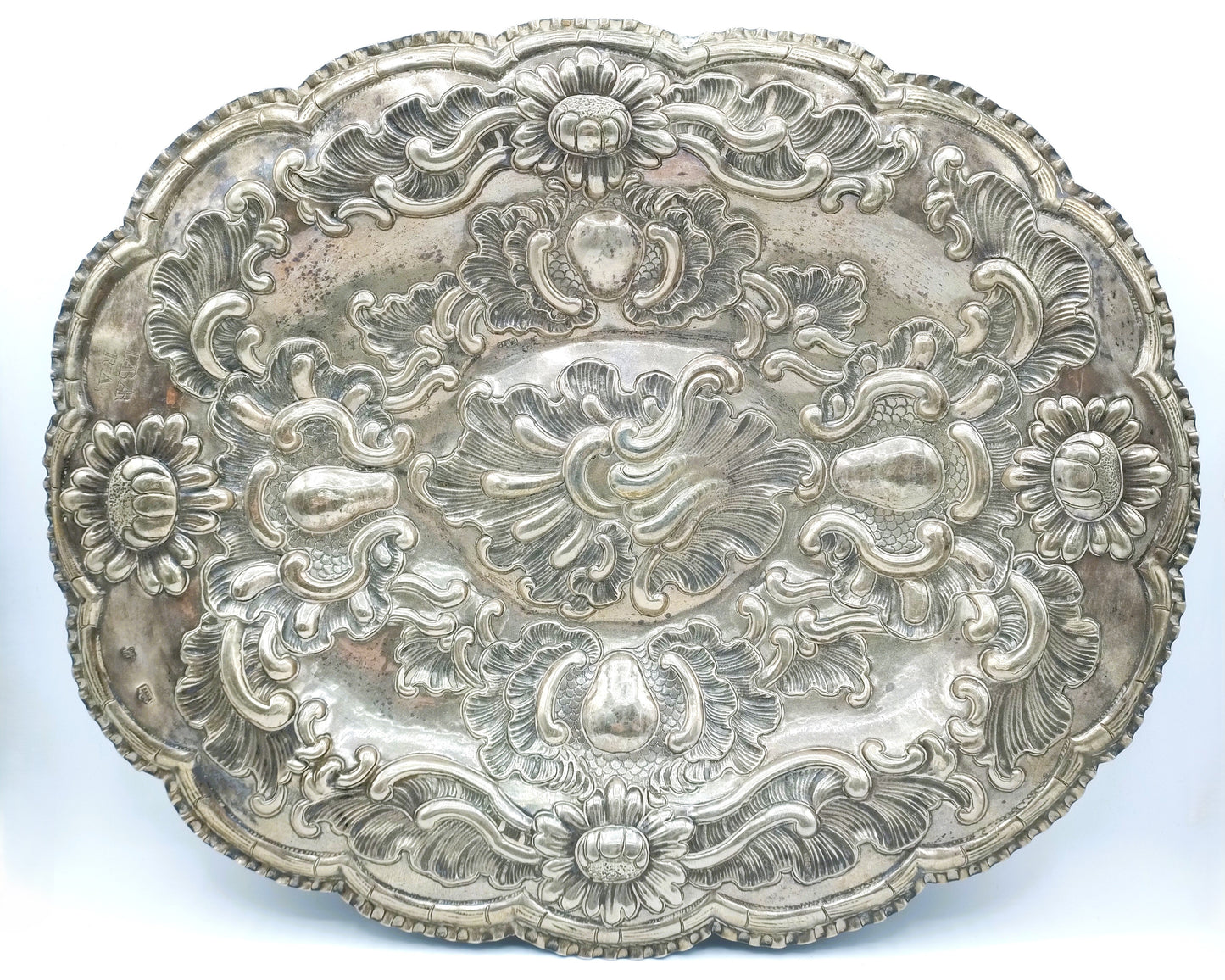 Zilveren schaal, F. A. Gonzalez de Lanciego, Logrono, Spanje, 18e eeuws