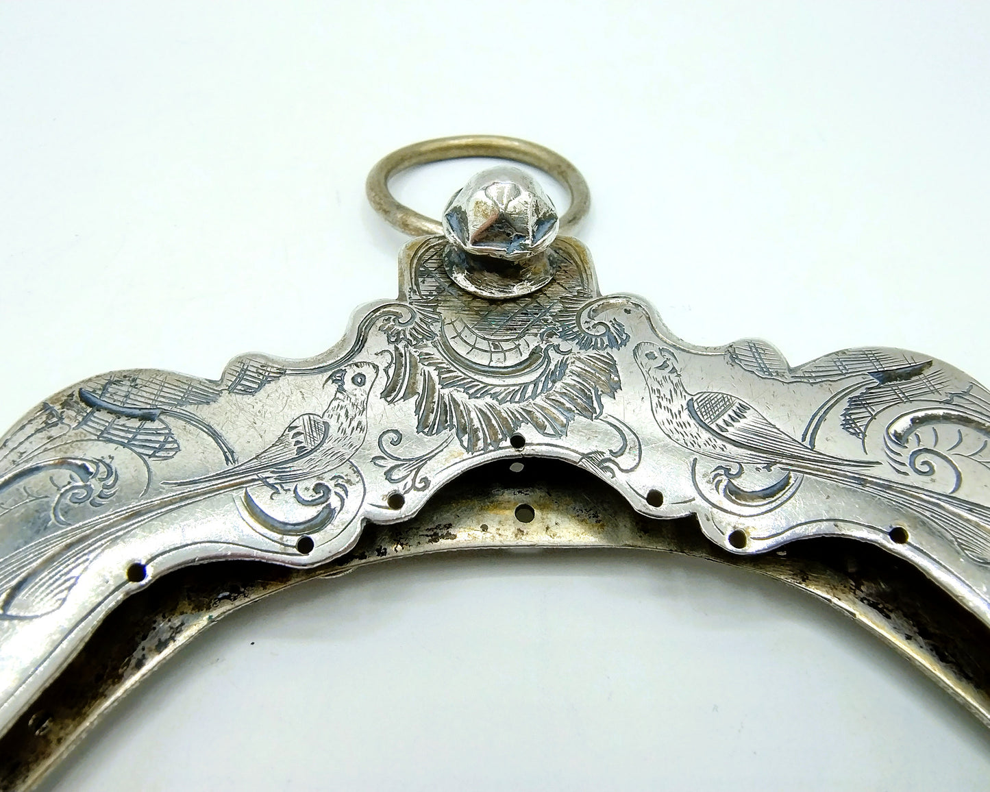 Zilveren tasbeugel (papegaaien), G. Swaantjes, Schoonhoven, 1789