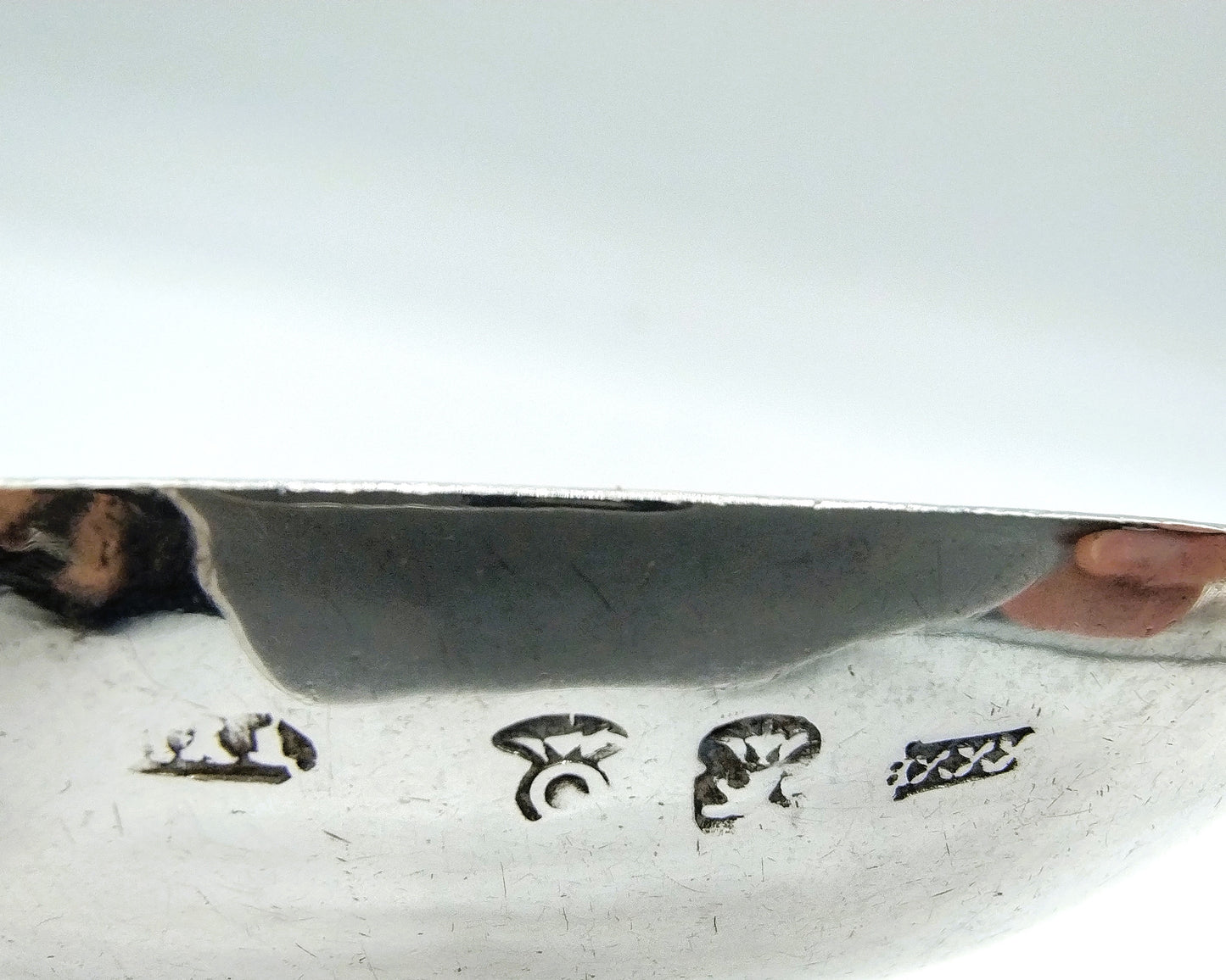 Silver occasional spoon, pseudomarks, 1883