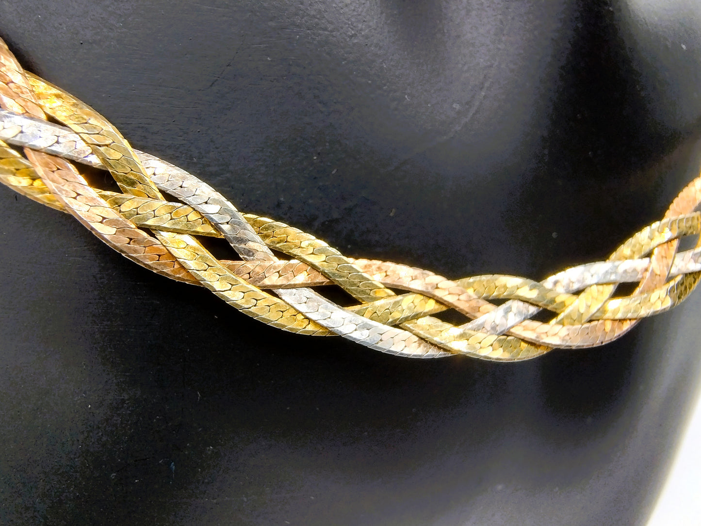 Tri-colour silver chain + bracelet, 925.