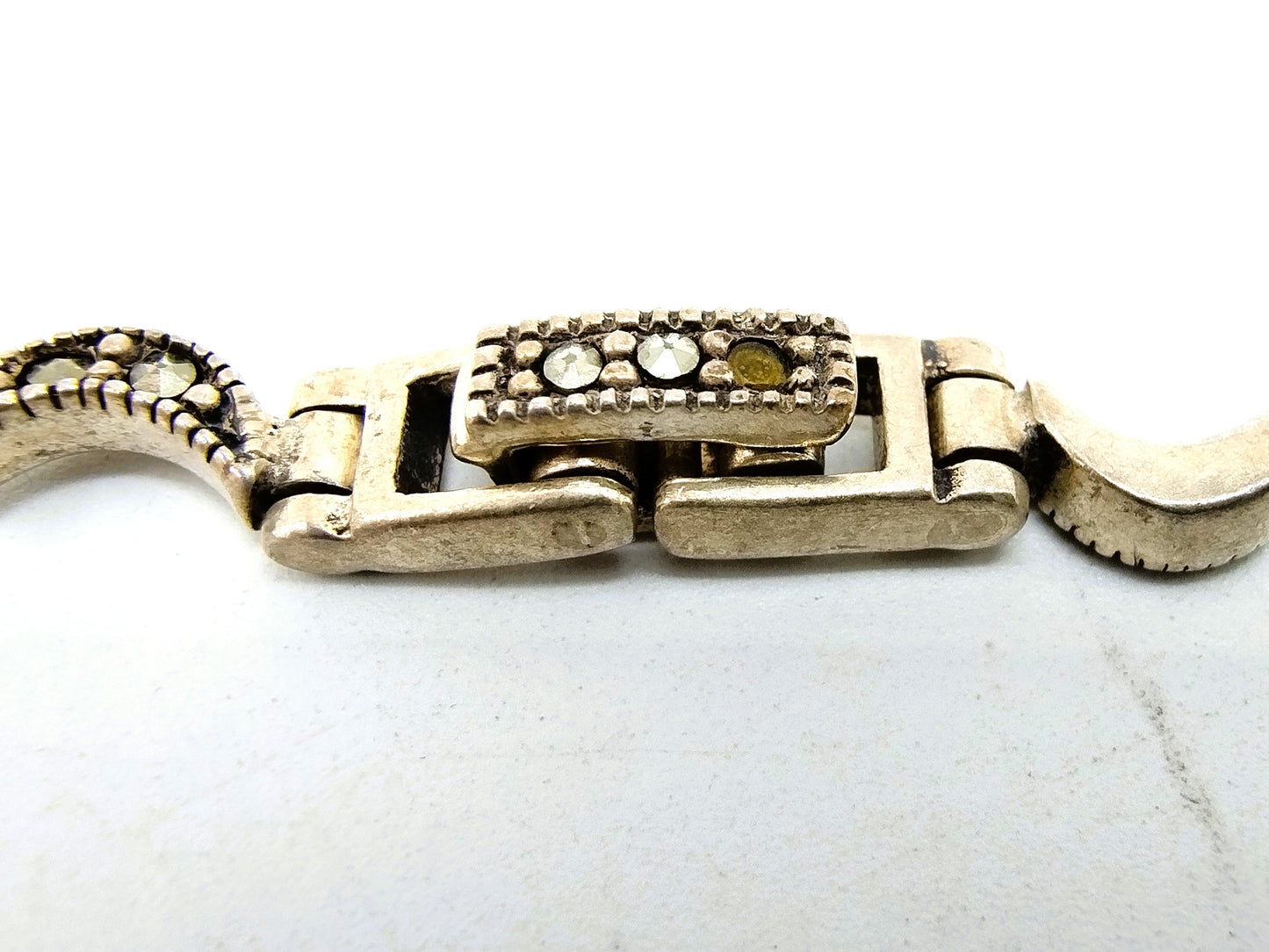 Silver link chain set with marcasites, 925