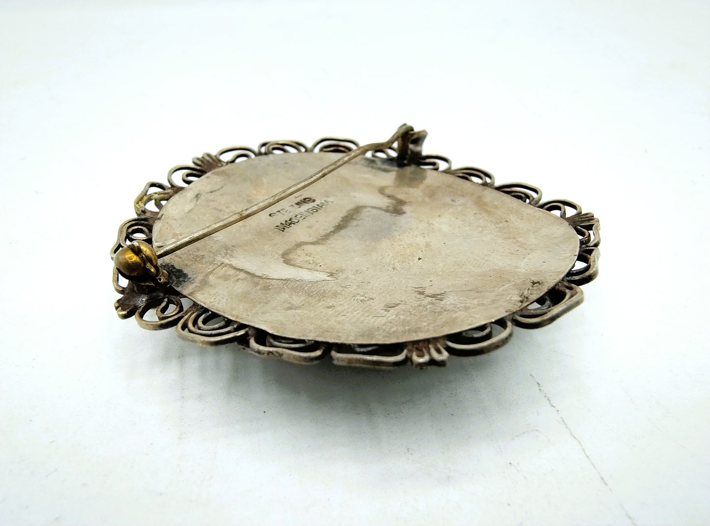 Zilveren broche met nielo inleg, Siam, 925