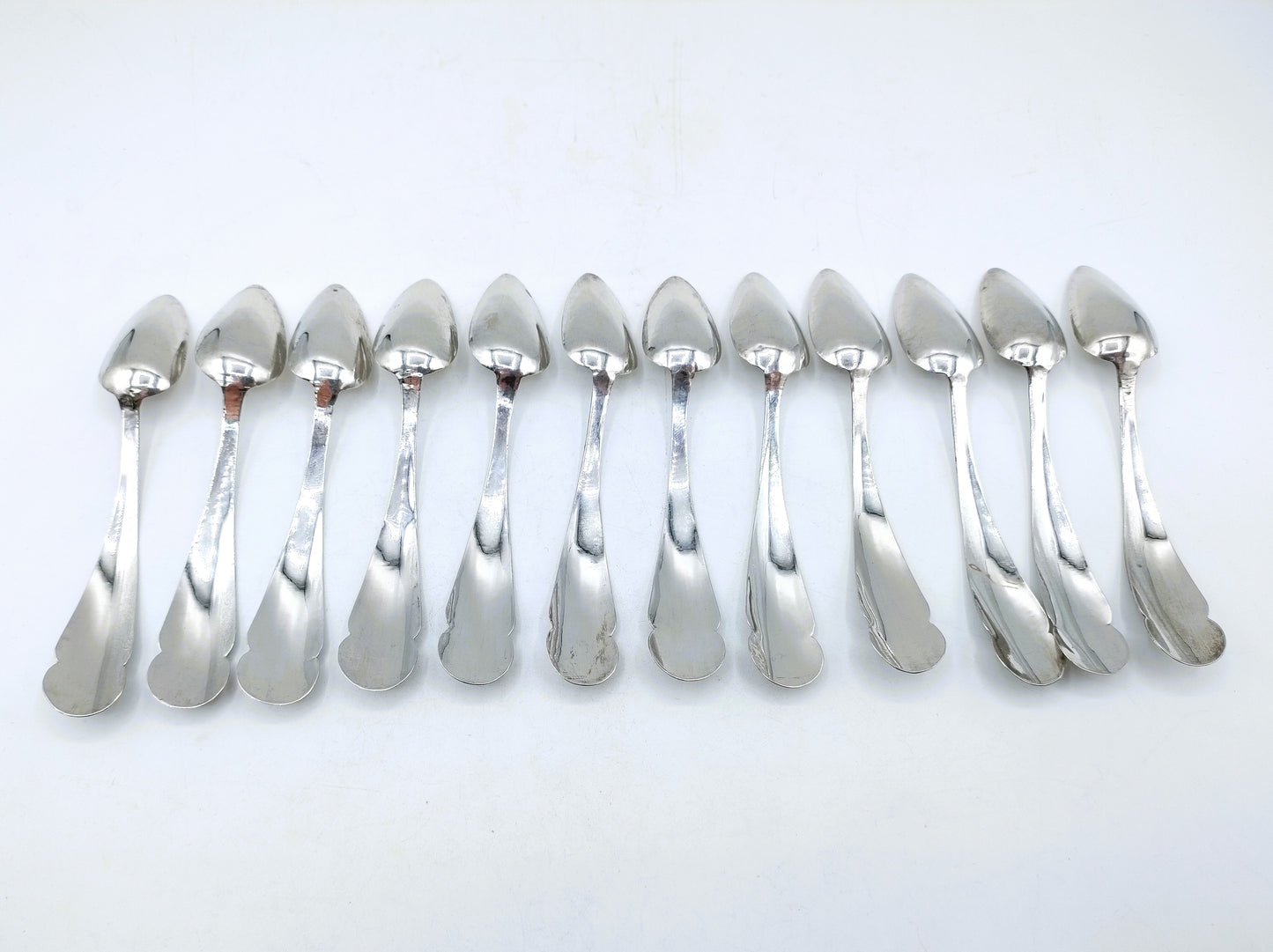 Zilveren theelepels, 12-delig, P. van Geelen, Schoonhoven, 19e eeuws