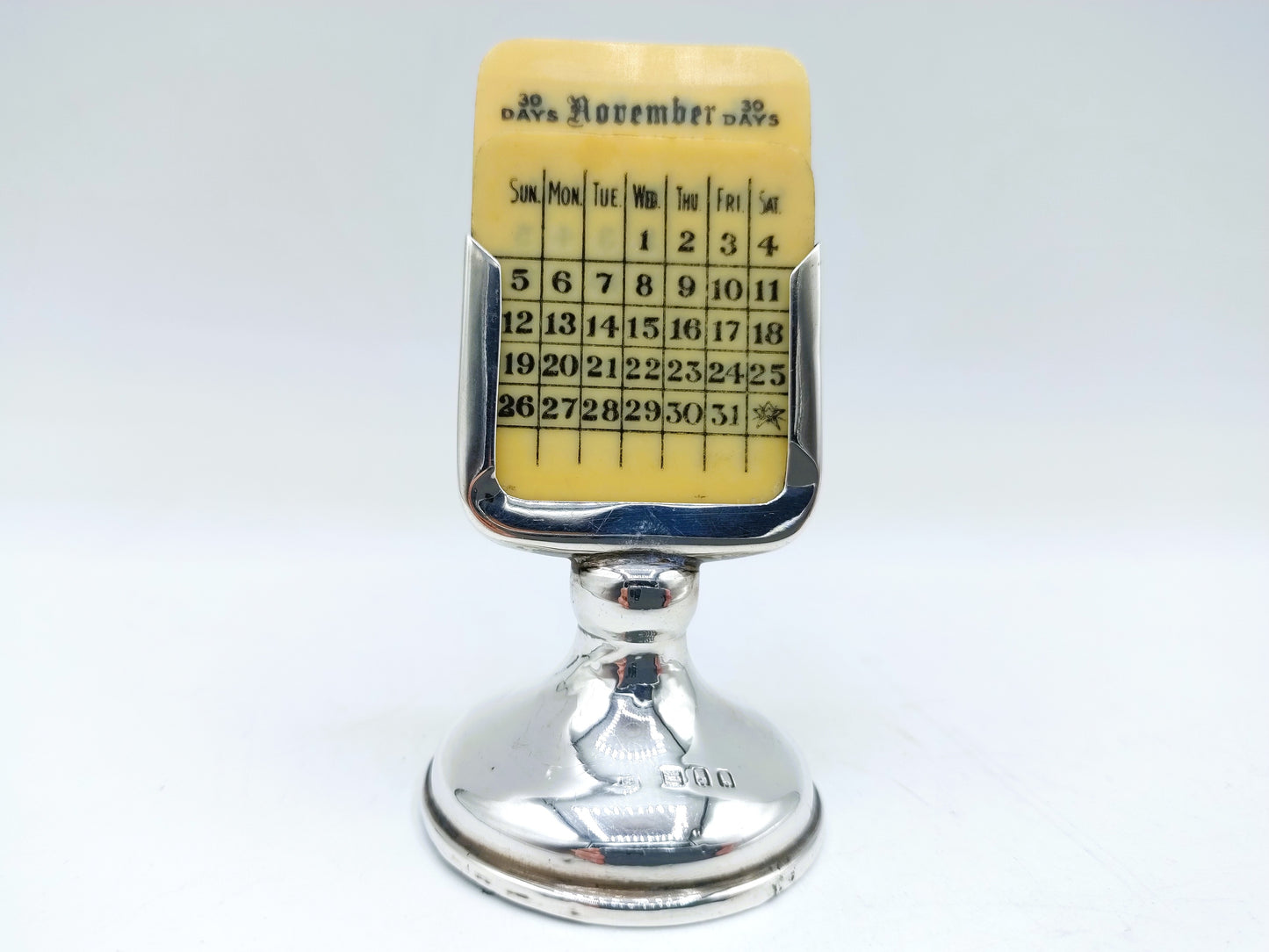 Vintage zilveren bureaukalender, Londen, 20e eeuw