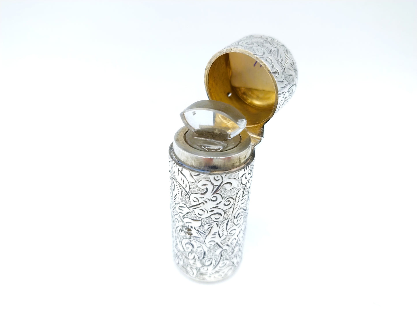 Victorian silver perfume bottle, Sampson Mordan & Co, London, 1893