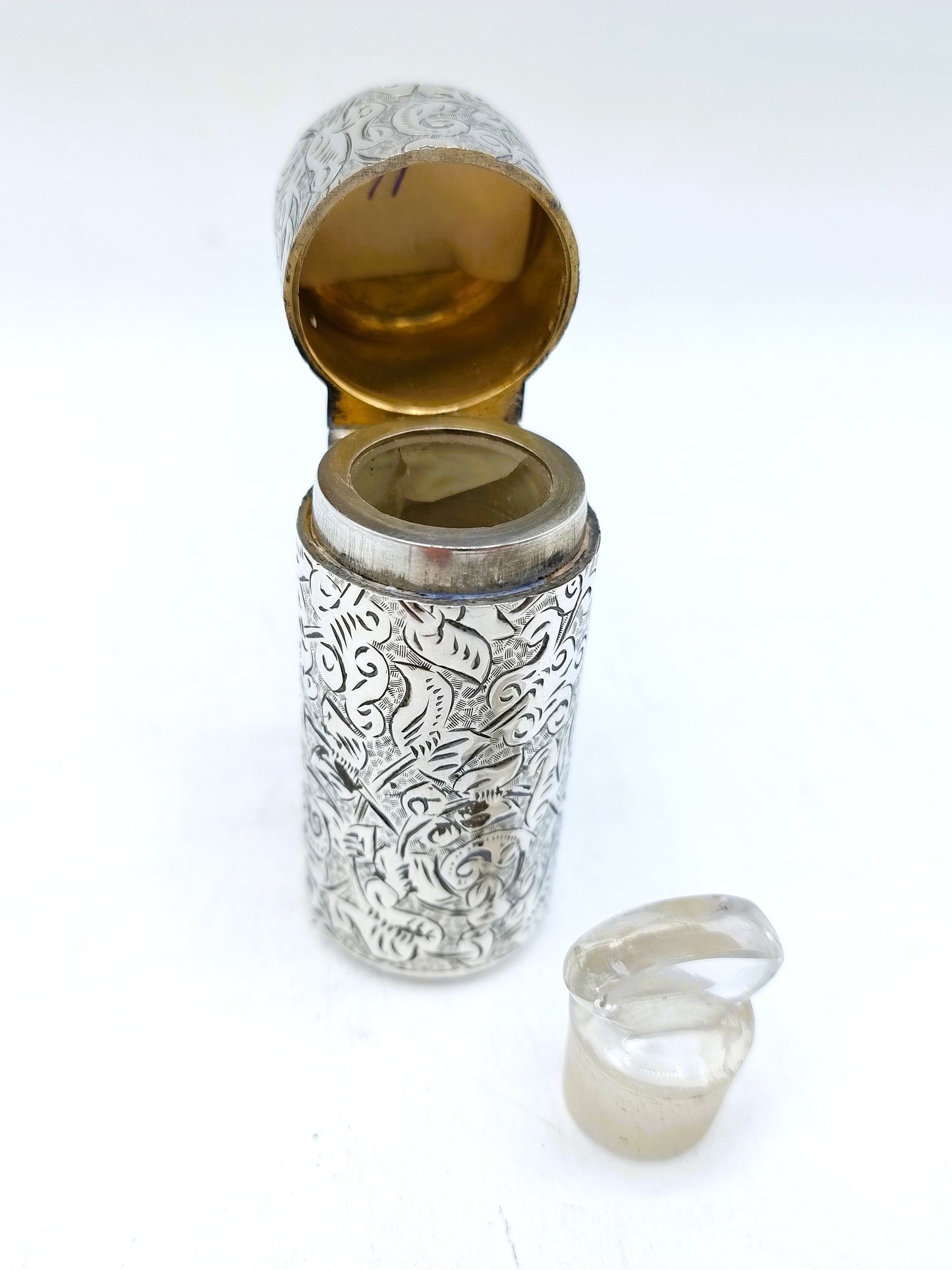 Victorian silver perfume bottle, Sampson Mordan & Co, London, 1893