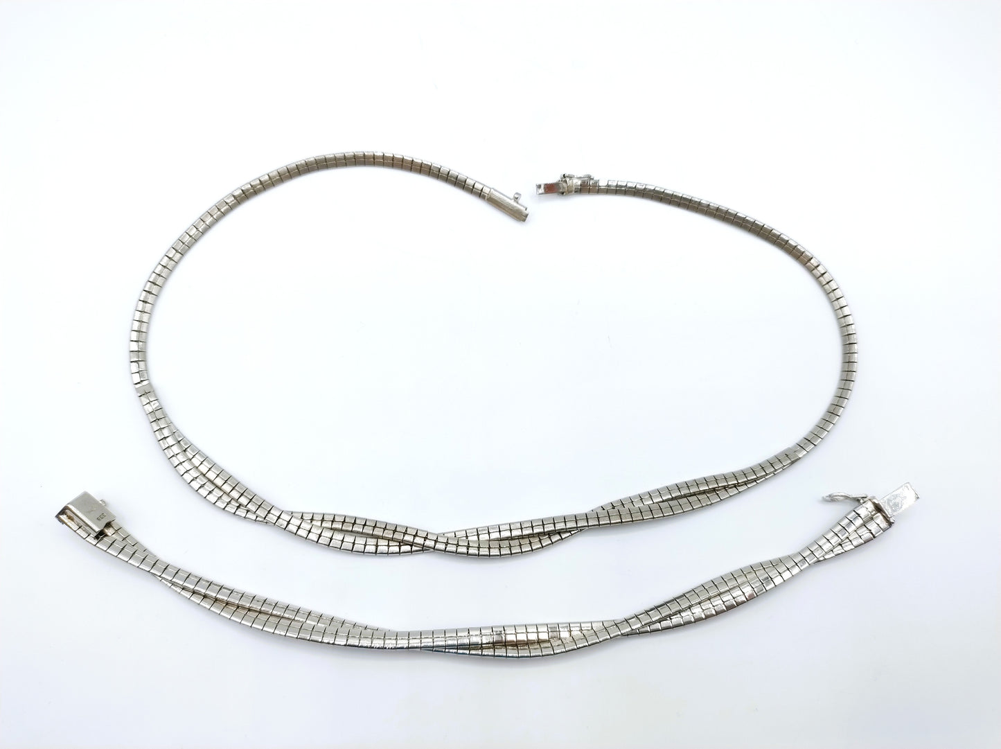 Silver omega chain + bracelet, 4 mm, 21 / 46 cm.