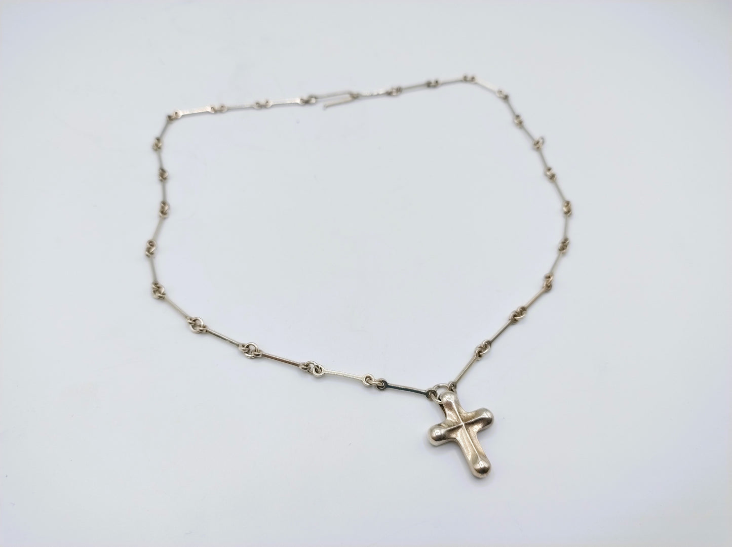 Silver link chain with cross pendant, Finland, 42 cm