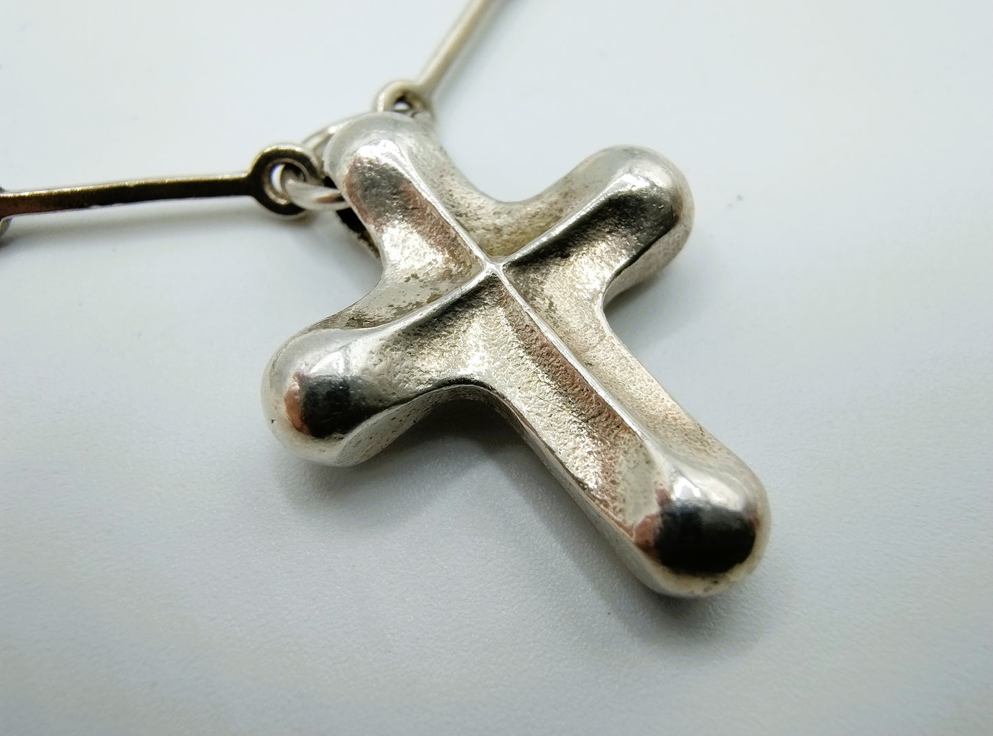 Silver link chain with cross pendant, Finland, 42 cm