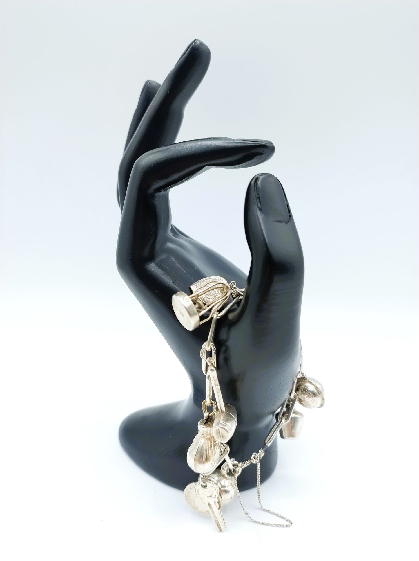 Zilveren bedelarmband met 9 bedels, 19,5 cm, 835