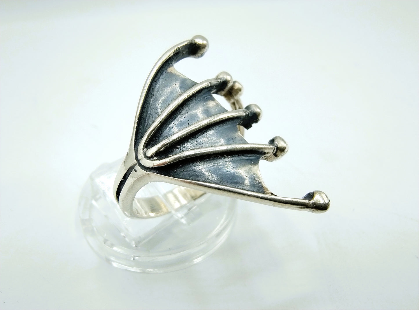 Zilveren fantasie ring, 925, 19 mm,